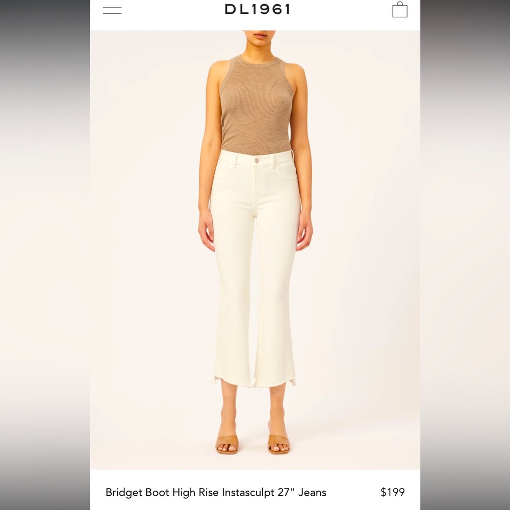 NEW WITH TAGS DL1961 White Bridget Boot High Rise Instasculpt Crop Size 29